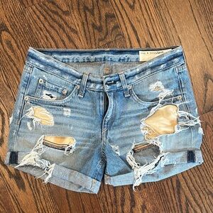 rag & bone Light Blue Ripped Jean Shorts